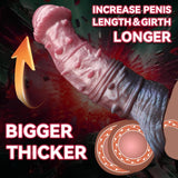 7'' Horse Penis Sleeve Silicone Penis Enlarger with Cock Ring Soft Reusable Dildo Extender