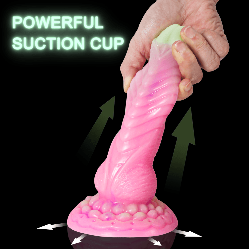 Fluorescent Silicone Monster Dildo Mixed Color Anal Plug with Strong Suction Cup