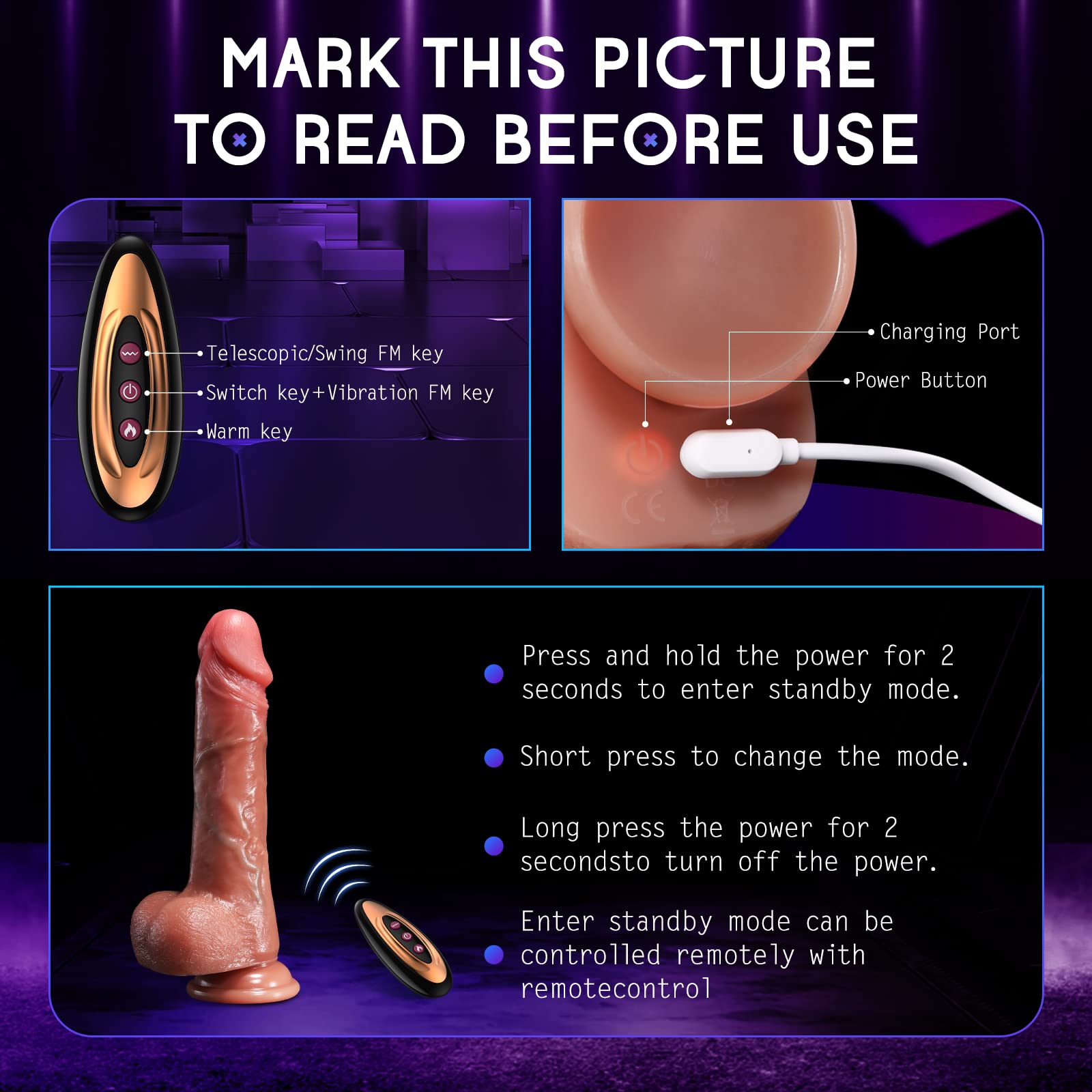 8 Thrusting 10 Vibrating & Heating Modes Thrusting Dildo Vibrator Sex Toys Realistic Silicone Dildos