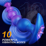 8" Vibrating Anal Beads Butt Plug Soft Silicone Anal Vibrator Sex Toys with Remote Control