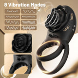 8 Vibrations Cock Ring Rose Clitoral Penis Ring Couples Sex Toys