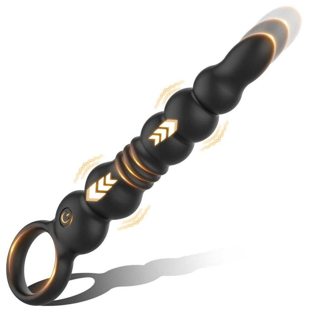 9.84" Vibrating Butt Plug Prostate Massager with 12 Thrusting Vibration Modes Anal Plug with Pull Ring