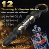 9.84" Vibrating Butt Plug Prostate Massager with 12 Thrusting Vibration Modes Anal Plug with Pull Ring