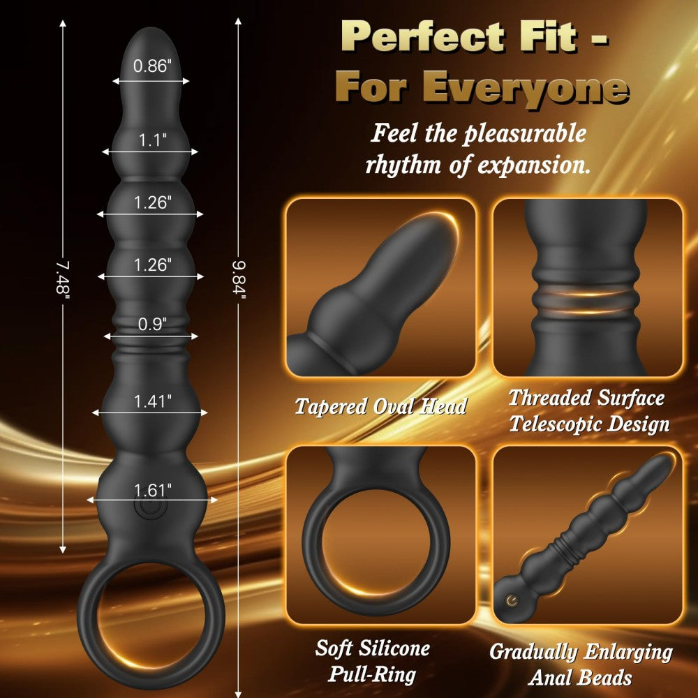 9.84" Vibrating Butt Plug Prostate Massager with 12 Thrusting Vibration Modes Anal Plug with Pull Ring