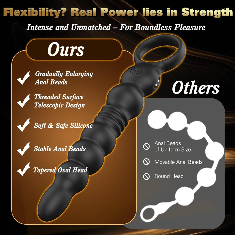 9.84" Vibrating Butt Plug Prostate Massager with 12 Thrusting Vibration Modes Anal Plug with Pull Ring