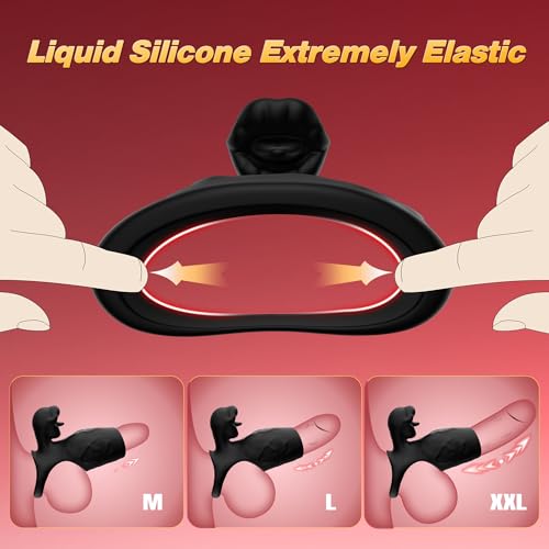 9 Modes Long Tongue Licking Clitoral Stimulator Vibrating Cock Ring with Penis Sleeve