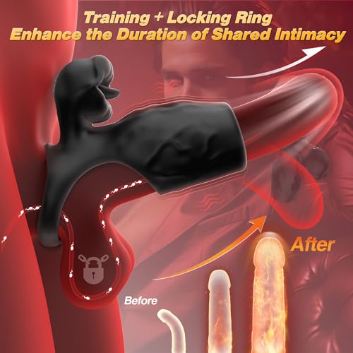 9 Modes Long Tongue Licking Clitoral Stimulator Vibrating Cock Ring with Penis Sleeve