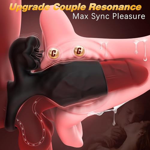 9 Modes Long Tongue Licking Clitoral Stimulator Vibrating Cock Ring with Penis Sleeve