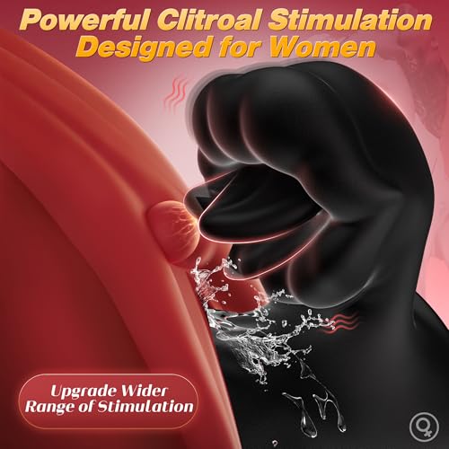 9 Modes Long Tongue Licking Clitoral Stimulator Vibrating Cock Ring with Penis Sleeve