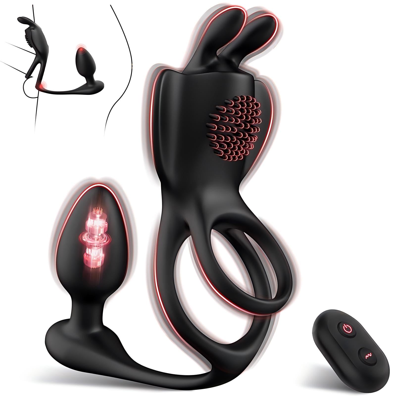 9 Vibrating Modes Penis Ring Anal Vibrator Remote Control Prostate Massager