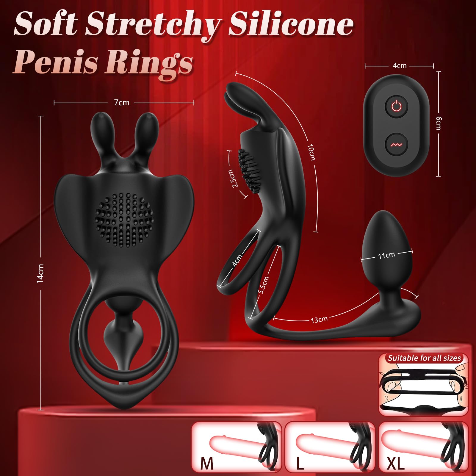 9 Vibrating Modes Penis Ring Anal Vibrator Remote Control Prostate Massager