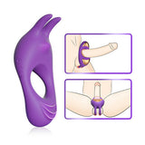 9 Vibrating Rabbit Purple Cock Ring Couple Play Sex Toy