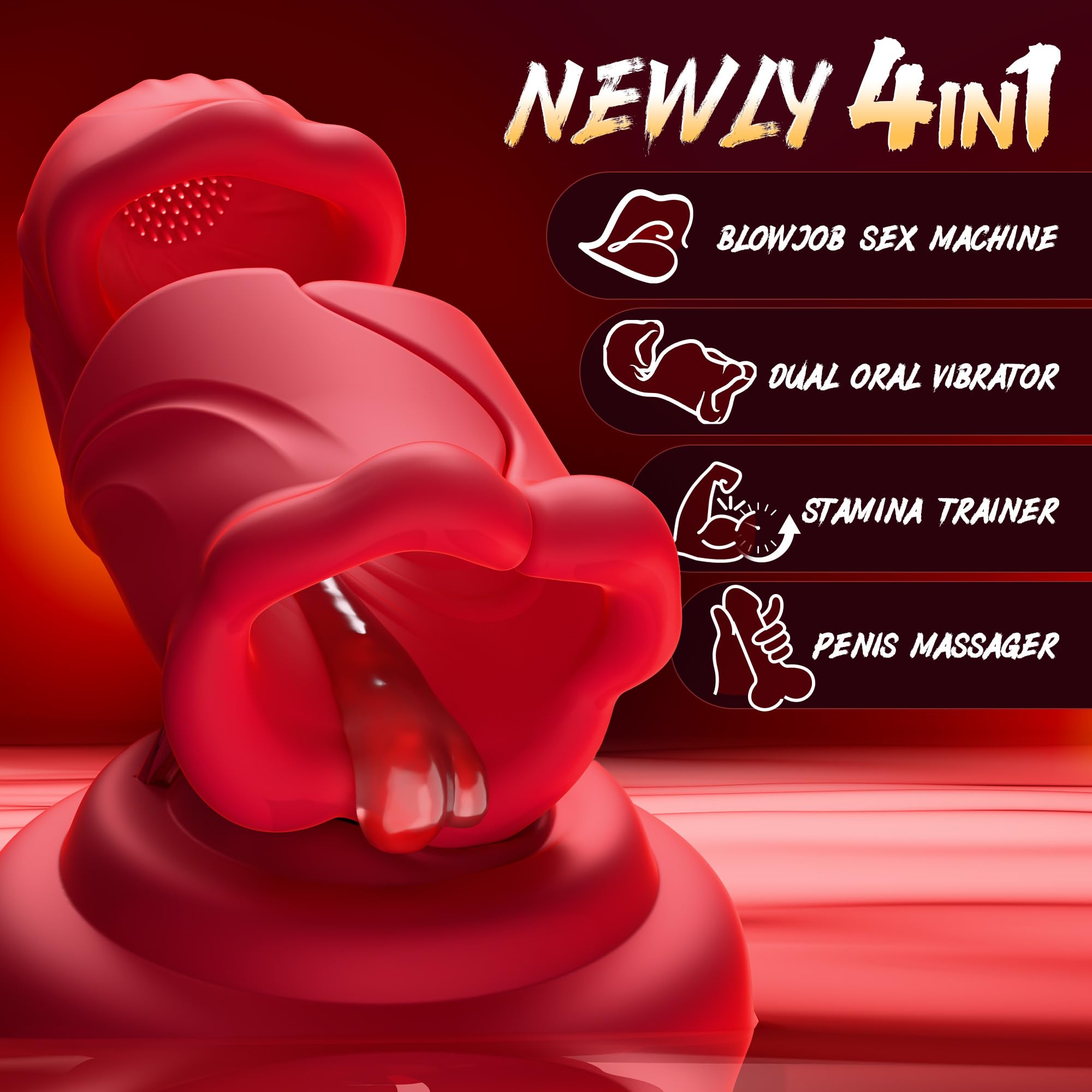 9 Vibration Modes Dual Lip Grip Trainer  360° Full-Surround Blowjob Penis Vibrator Glans Trainer Sex Machine