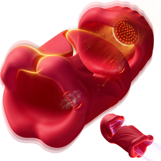 9 Vibration Modes Dual Lip Grip Trainer  360° Full-Surround Blowjob Penis Vibrator Glans Trainer Sex Machine