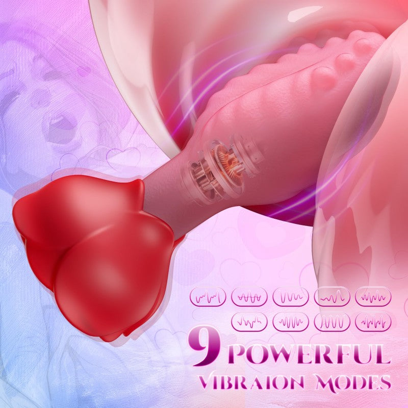 9 Vibration & Rotation Remote Control Anal Toys with Rose Base Butt Plug