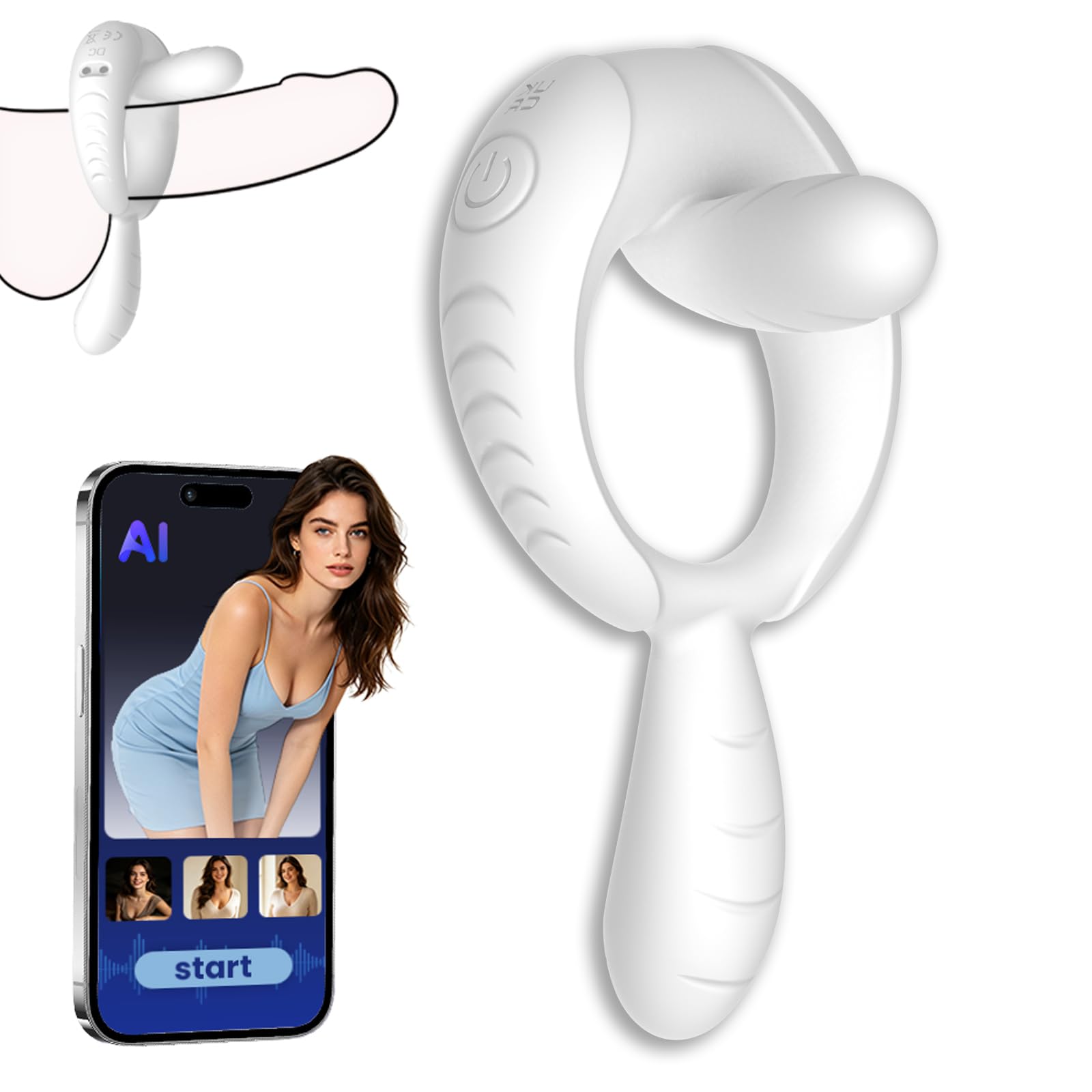 9 Vibrations App Control Dual-Rabbit Vibrating Cock Ring Couples Sex Toys Penis Ring Vibrator Clit Stimulator