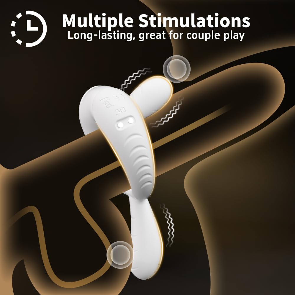 9 Vibrations App Control Dual-Rabbit Vibrating Cock Ring Couples Sex Toys Penis Ring Vibrator Clit Stimulator