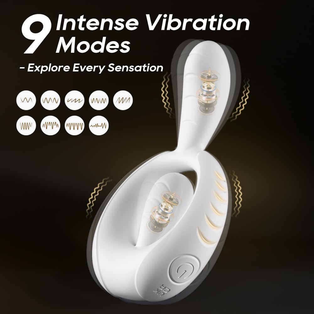 9 Vibrations App Control Dual-Rabbit Vibrating Cock Ring Couples Sex Toys Penis Ring Vibrator Clit Stimulator