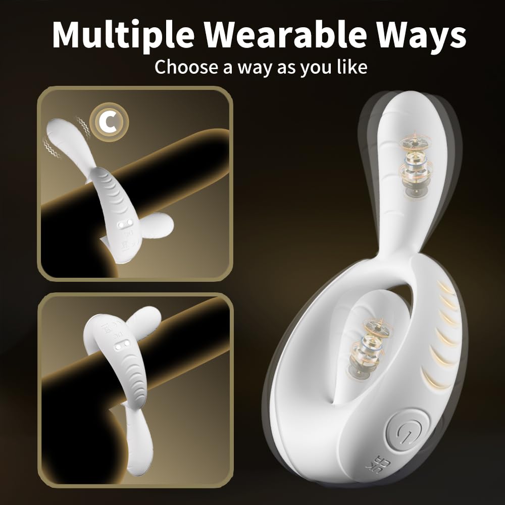 9 Vibrations App Control Dual-Rabbit Vibrating Cock Ring Couples Sex Toys Penis Ring Vibrator Clit Stimulator