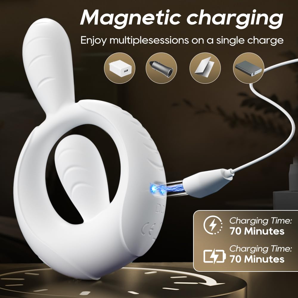 9 Vibrations App Control Dual-Rabbit Vibrating Cock Ring Couples Sex Toys Penis Ring Vibrator Clit Stimulator