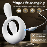 9 Vibrations App Control Dual-Rabbit Vibrating Cock Ring Couples Sex Toys Penis Ring Vibrator Clit Stimulator