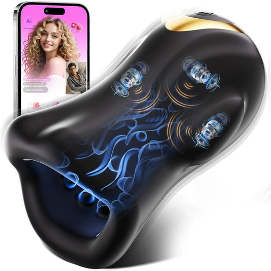 AI App Male Masturbator Penis Trainer 3 Motors 9 Modes Penis Vibrator Male Sex Toys for Men Glans Vibrator