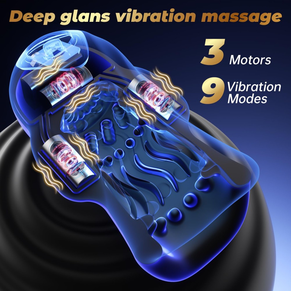 AI App Male Masturbator Penis Trainer 3 Motors 9 Modes Penis Vibrator Male Sex Toys for Men Glans Vibrator