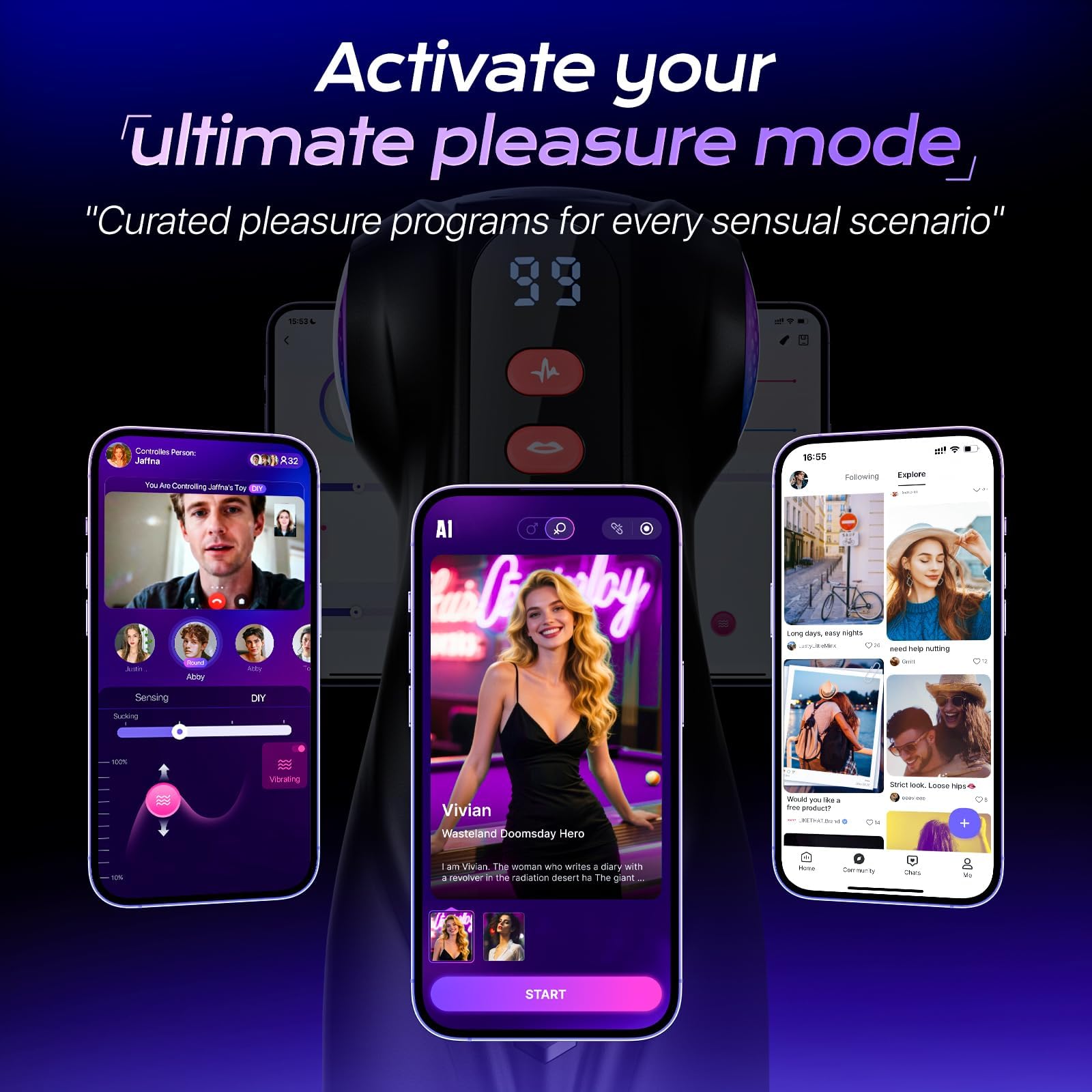 AI Sync App Control 9 Sucking & 9 Vibrating 3 Sleeves Sets Male Masturbator Sex Toys
