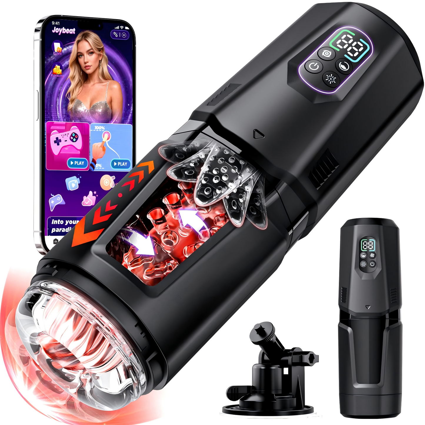 AI Sync Male Masturbator Stroker with 7 Thrusting Rotating & 7 Vibrating Licking Modes, Hands-Free Sex Machine