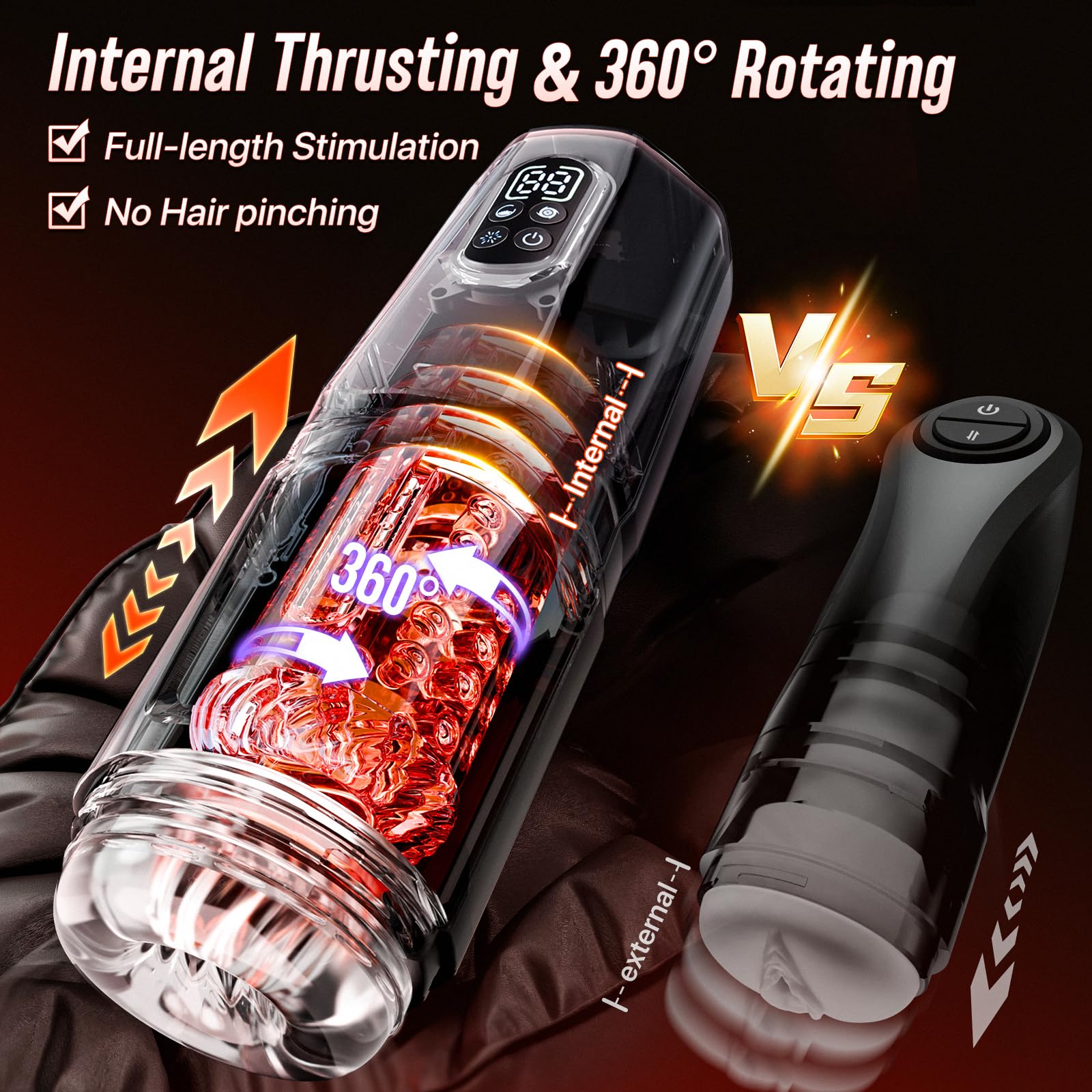 AI Sync Male Masturbator Stroker with 7 Thrusting Rotating & 7 Vibrating Licking Modes, Hands-Free Sex Machine