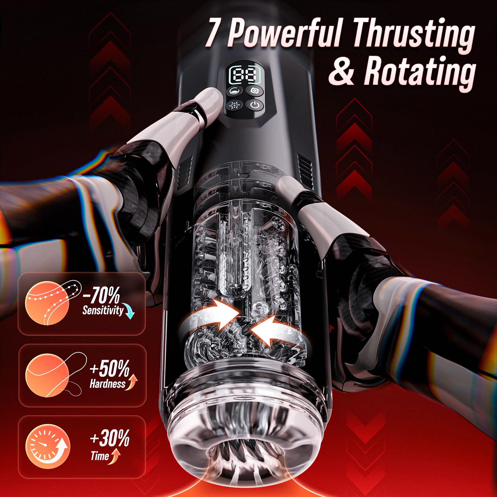 AI Sync Male Masturbator Stroker with 7 Thrusting Rotating & 7 Vibrating Licking Modes, Hands-Free Sex Machine