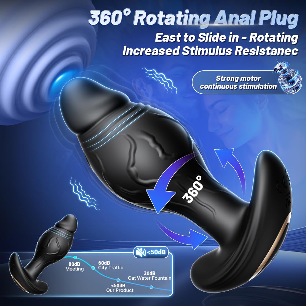 APP AI Control Anal Plug Sex Toys Vibrator 360° Rotating Vibrating Butt Plug Stimulate Prostate Massager