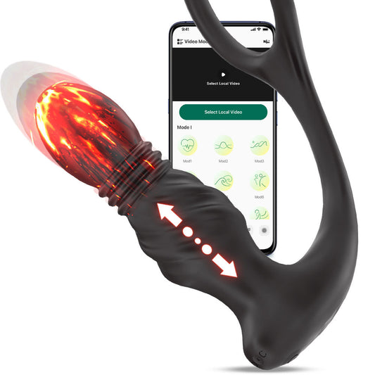APP Control 10 Vibrating and Thrusting Modes Prostate Massager Anal Vibrator with Cock Ring Thrusting Dildo Vibrator Sex Toys for Men