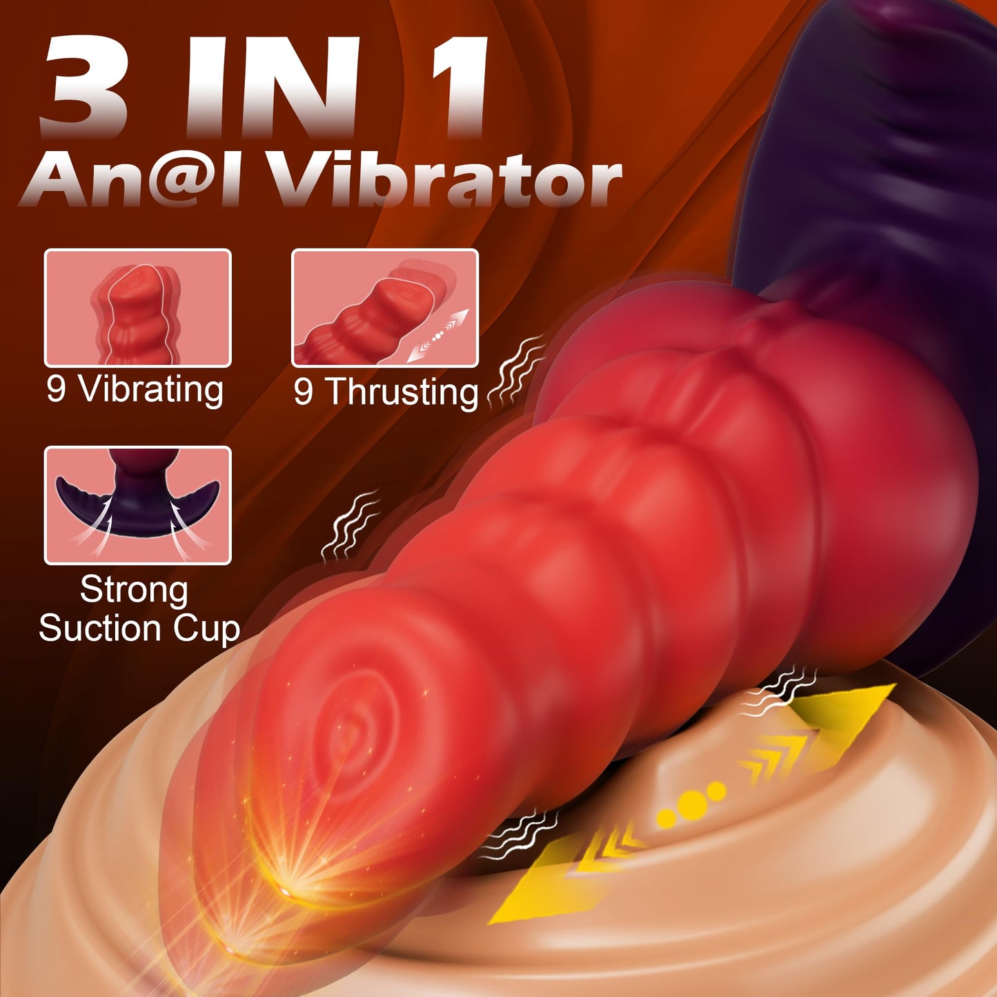 APP Control 5" Thrusting Dildo Fantasy Monster Knot Butt Plug 9 Thrusting & Vibrating Mode Prostate Vibrator
