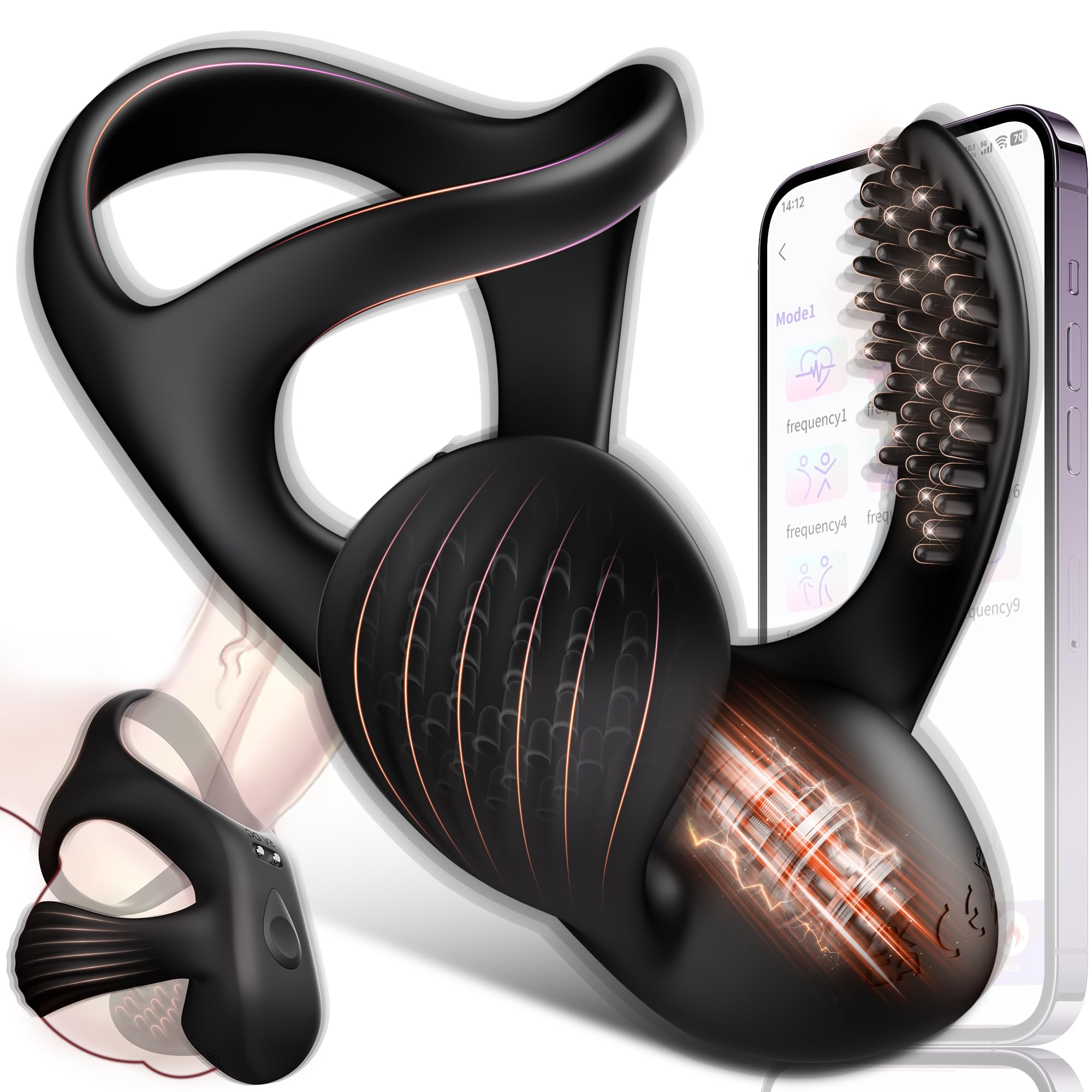 APP Control 9 Vibration Modes Adult Toys Penis Ring Vibrator