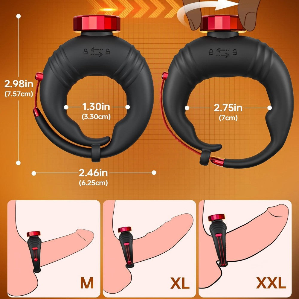 APP Control Adjustable Open Ended Silicone Penis Ring with 10 Vibrations Sex Toy for Couples