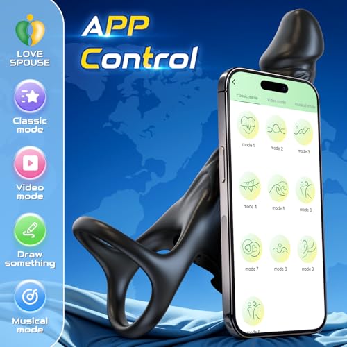 APP Control Anal Dildo Vibrator For Couple Vibrating Strap On Dildo Butt Plug with 10 Vibration Modes, Male Cock Ring Penis Sleeve Vibrator