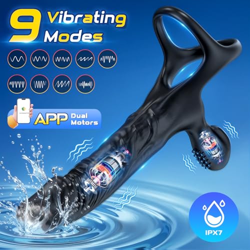 APP Control Anal Dildo Vibrator For Couple Vibrating Strap On Dildo Butt Plug with 10 Vibration Modes, Male Cock Ring Penis Sleeve Vibrator