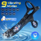APP Control Anal Dildo Vibrator For Couple Vibrating Strap On Dildo Butt Plug with 10 Vibration Modes, Male Cock Ring Penis Sleeve Vibrator