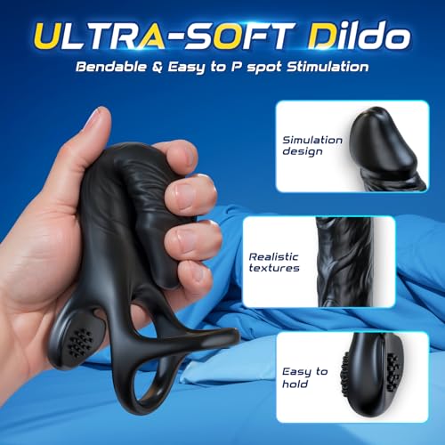 APP Control Anal Dildo Vibrator For Couple Vibrating Strap On Dildo Butt Plug with 10 Vibration Modes, Male Cock Ring Penis Sleeve Vibrator