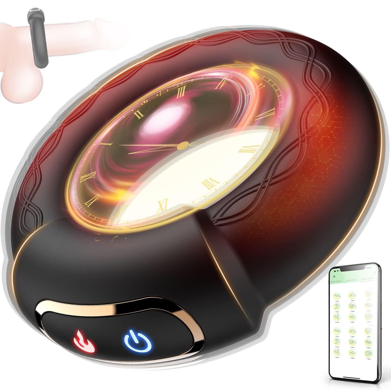 APP Controlled Vibrating Cock Ring, 9 Vibration Modes with Heating for Enhanced Stimulation