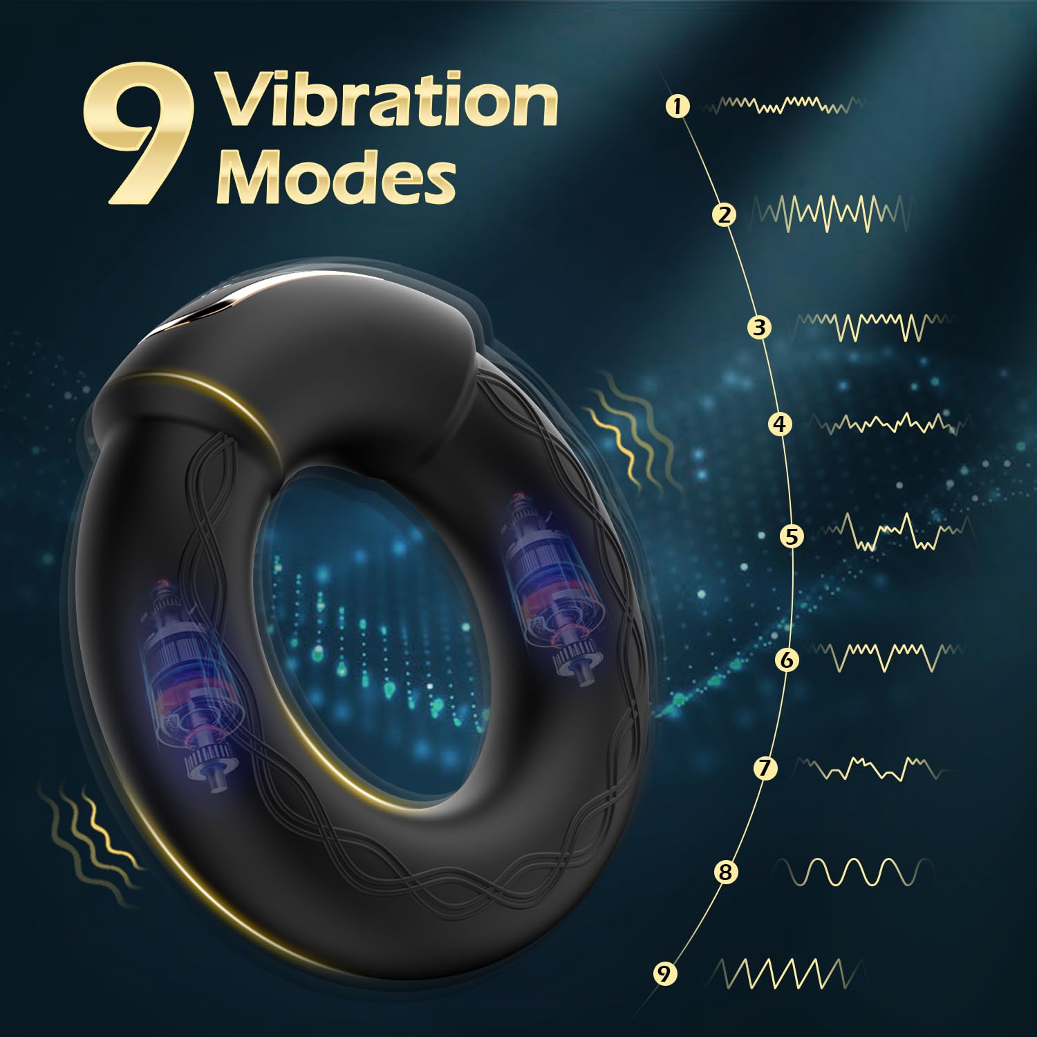 APP Controlled Vibrating Cock Ring, 9 Vibration Modes with Heating for Enhanced Stimulation