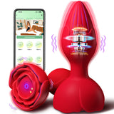 APP Remote Control Rose Butt Plug Vibrating Anal Plug Sex Toy With 9 Vibration Modes