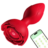 APP Remote Control Rose Butt Plug Vibrating Anal Plug Sex Toy With 9 Vibration Modes