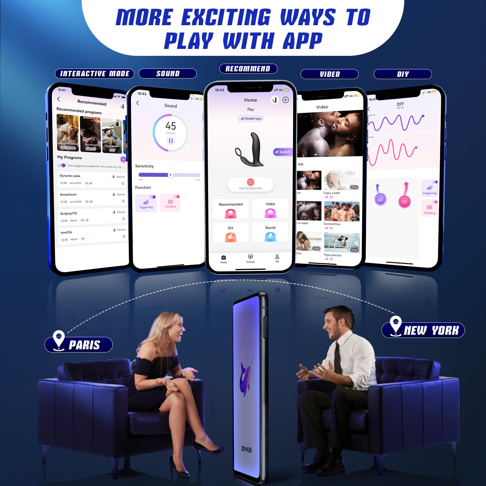 APP Control 10 Wiggling Thrusting Modes Anal Plug Prostate Massager with Cock Ring