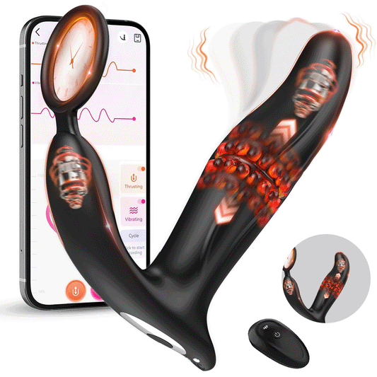 APP Control 10 Wiggling Thrusting Modes Anal Plug Prostate Massager with Cock Ring