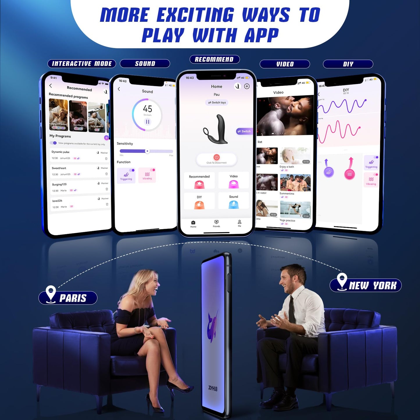 APP Control 10 Wiggling Thrusting Modes Anal Plug Prostate Massager with Cock Ring