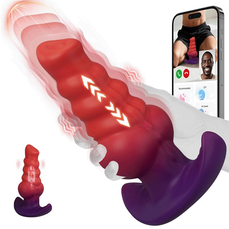 APP Control 5" Thrusting Dildo Fantasy Monster Knot Butt Plug 9 Thrusting & Vibrating Mode Prostate Vibrator