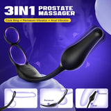 ARCHIE Tapón Anal Masajeador de Próstata 3 en 1 con Vibrador de Pene de Doble Anillo 