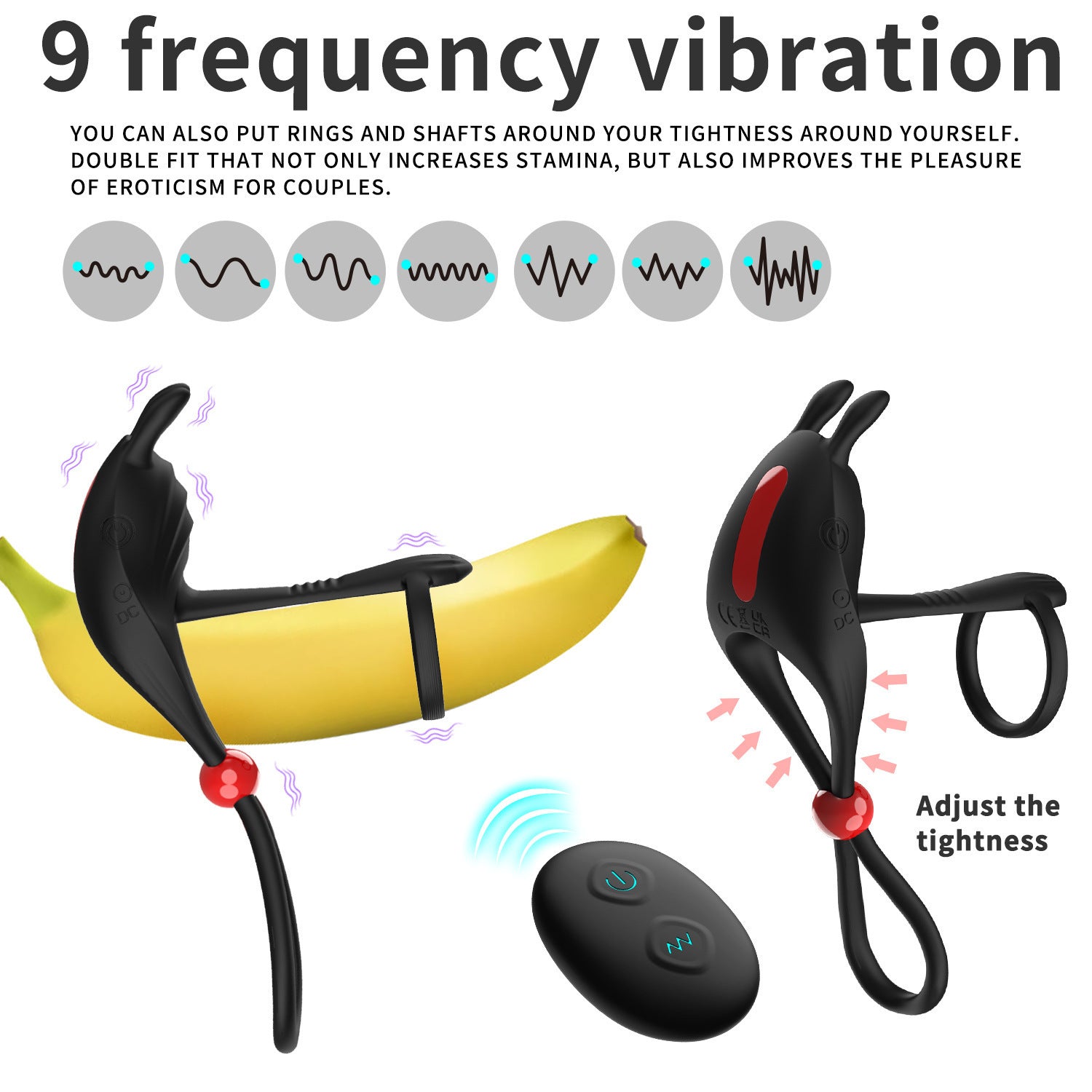 Adjustable Vibrating Penis Ring for Men Remote Control Cock Ring Ejaculation Delay Clitoris Stimulation Sex Toy for Couples